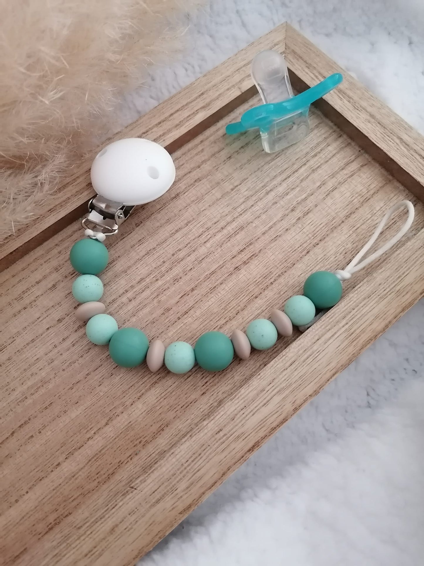 Attache tétine Menthe - L'atelier de Chloé