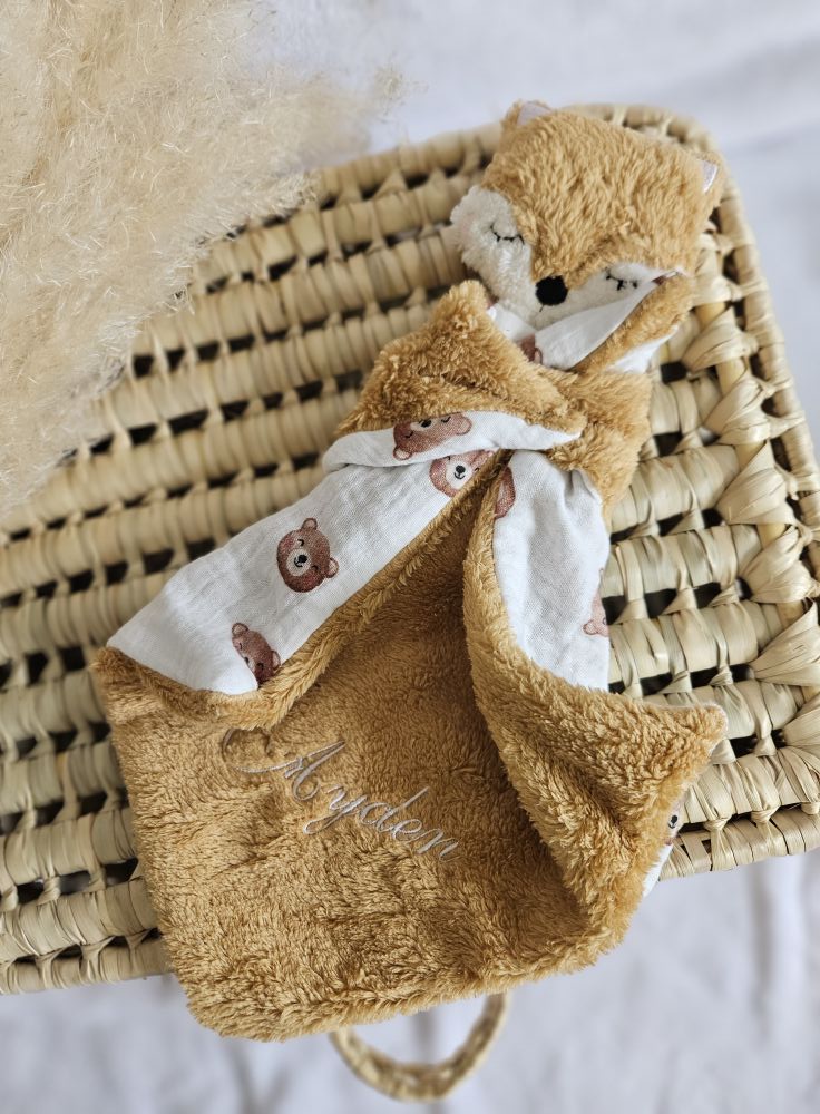 Doudou renard fleuries