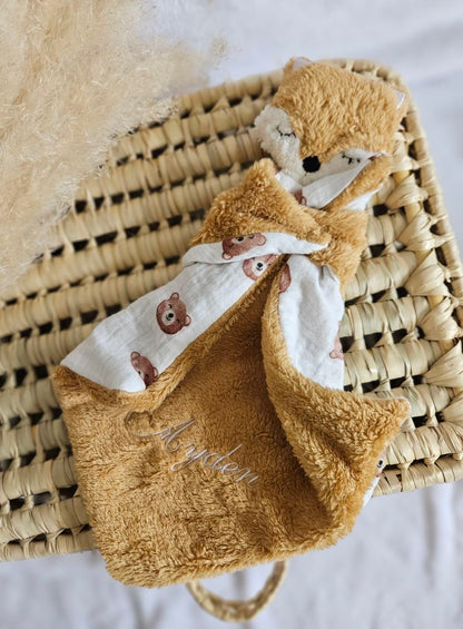 Doudou renard fleuries