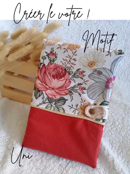 Protège carnet de santé personnalisé finition passepoil - L'atelier de Chloé