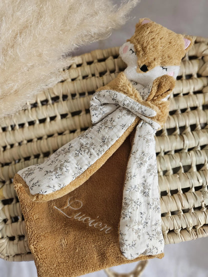 Doudou renard fleuries