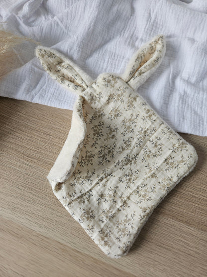 Doudou plat lapin, doudou personnalisé