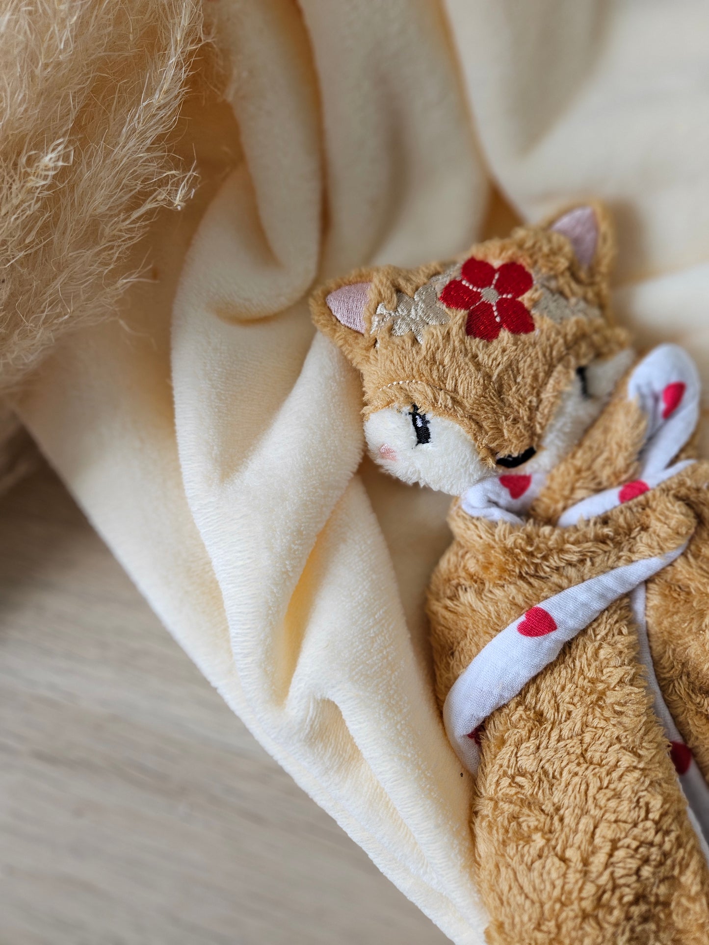 Doudou renard fleuries