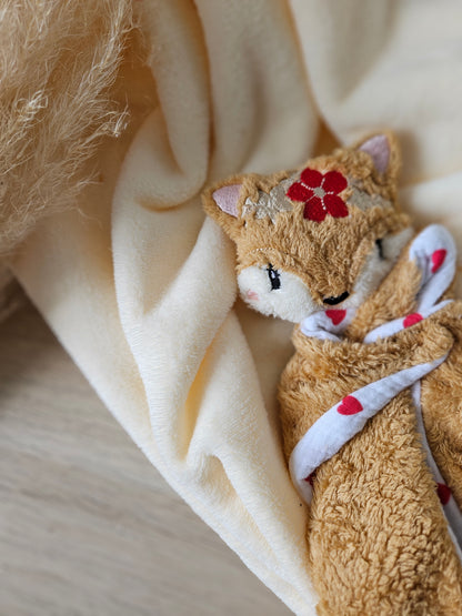 Doudou renard fleuries