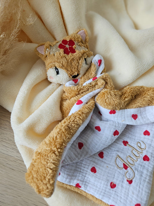 Doudou renard fleuries