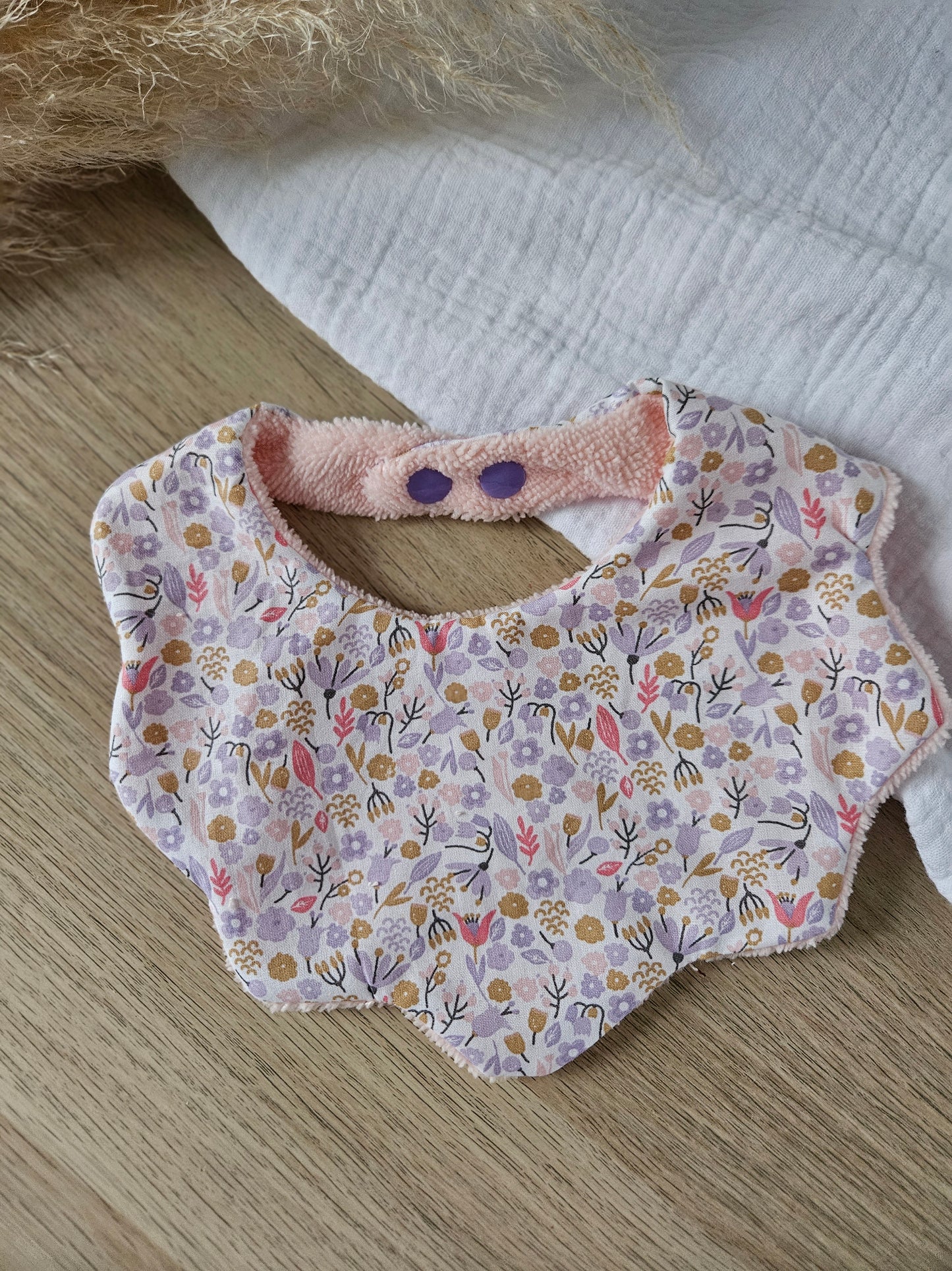 Bavoir fleures 0/6 mois. Lot de 2