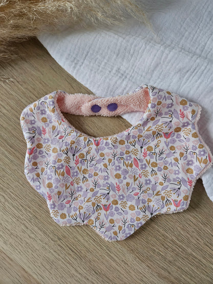 Bavoir fleures 0/6 mois. Lot de 2